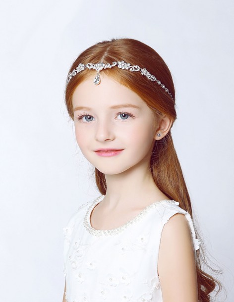 Diadema corona argento di strass per prima comunione bambine